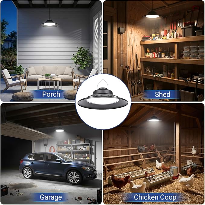 ropelux Solar Powered Shed Light Indoor Outdoor, 2000LM Daytime Available Pendant Light with Pull String, 2 Lighting Modes Solar Lights, IP65 Waterproof for Barn, Gazebo, Shop, Garage, Home (1Pack)
