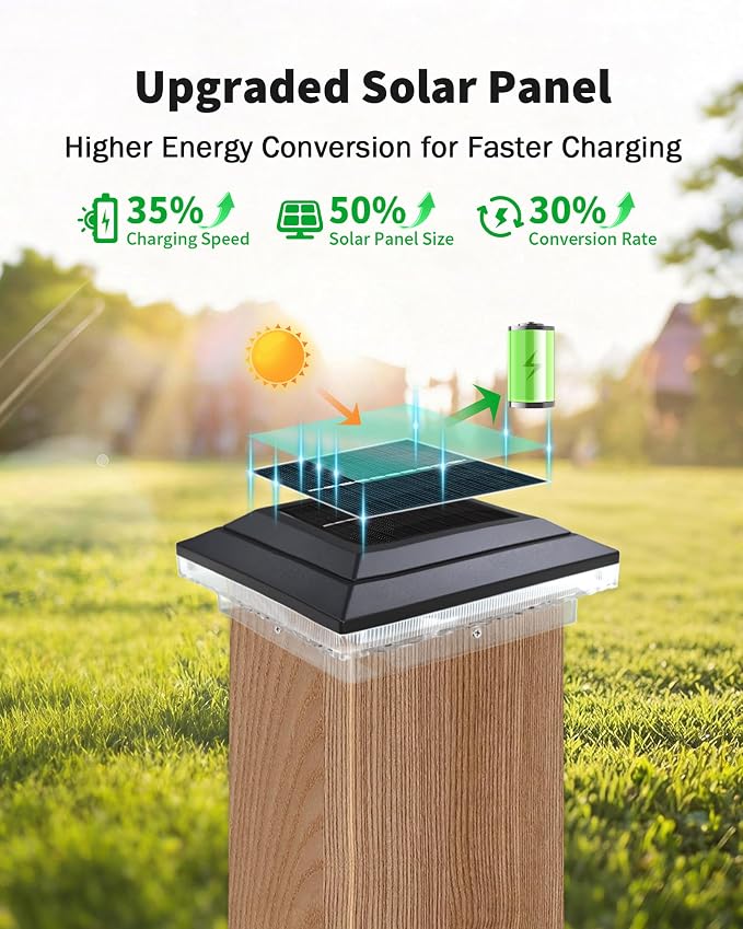 4x4 Solar Post Cap Lights Outdoor Waterproof, Cool/Neutral/Warm White 3 Colors Garden Fence Lights for 4×4 Wood/Vinyl Posts, Deck, Patio, Ripple Effects, 6 Pack