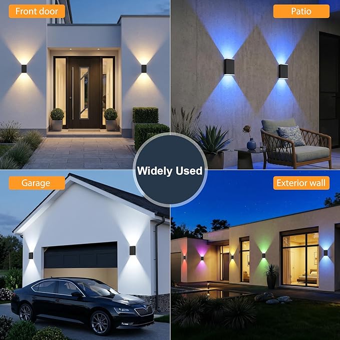 Solar Lights Outdoor ,3000/4500/6000K/RGB 13 Modes Dusk to Dawn Solar Wall Light Outdoor IP67 Waterproof Up and Down Solar Sconce Lights Front Door Light for House, Yard ,Garage, Porch,Fence (8PCS)