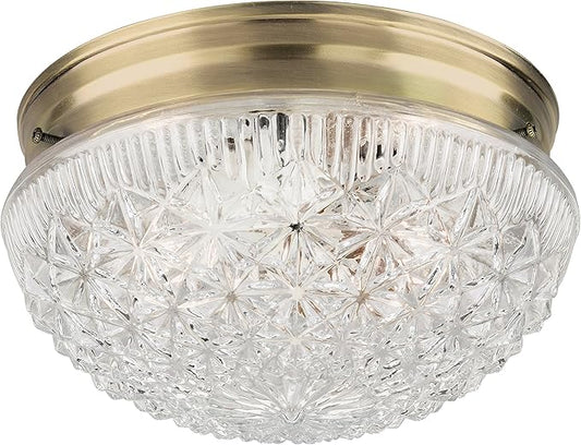 Westinghouse 6661000 2lite Ab Clear Faceted Glass White