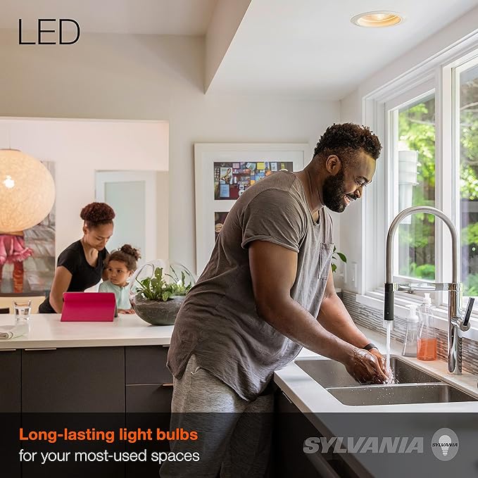 Sylvania Flood BR30 LED Light Bulb, 65W : 9W, Dimmable, 22 Year, 800 Lumens, 3000K, White - 2 Pack (41111)