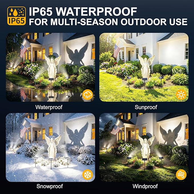Solar Spot Lights Outdoor Waterproof 4Pack,Solar Uplights Motion Sensor Landscape Lighting for Outside Yard Garden Pathway,Solar Tree Spotlight 2-in-1 Adjustable Dual Heads(Cool White)