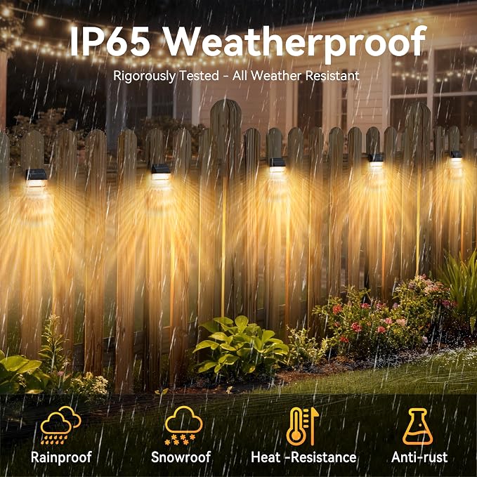 LumiZen Solar Fence Lights 12 Pack, 12 Modes RGB Color Glow LED Solar Lights with Remote Dimmable Outdoor Waterproof，Dusk to Dawn Solar Light for Patio, Backyard, Deck, Fence, Railing,Wall,Step
