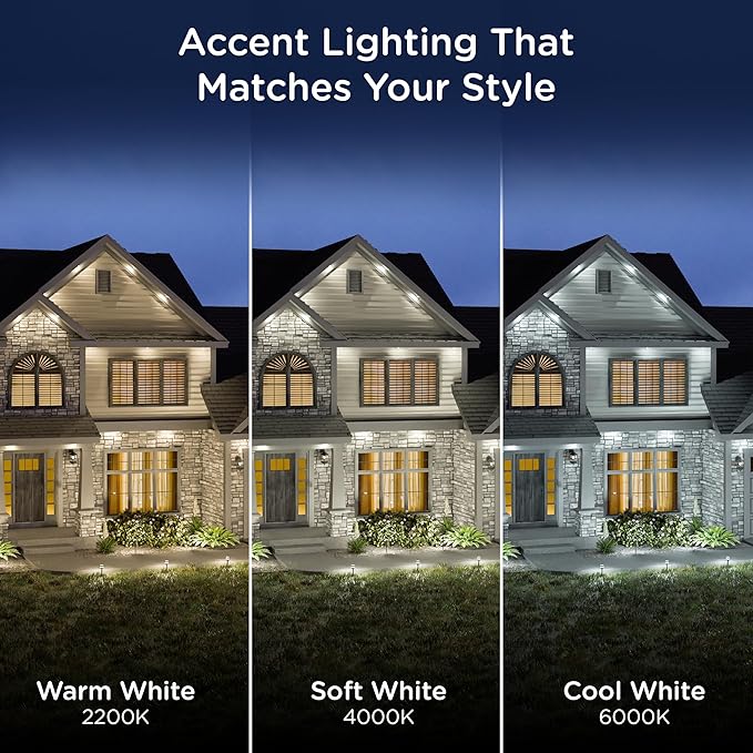 Enbrighten Vibe Eternity Accent Permanent Outdoor Lights for House, 100ft, 24 RGBWIC LEDs, Wide Spacing, 94lm, Tunable White, Everyday Eave Lighting, Smart App, Works with Alexa, Google Home, 85713