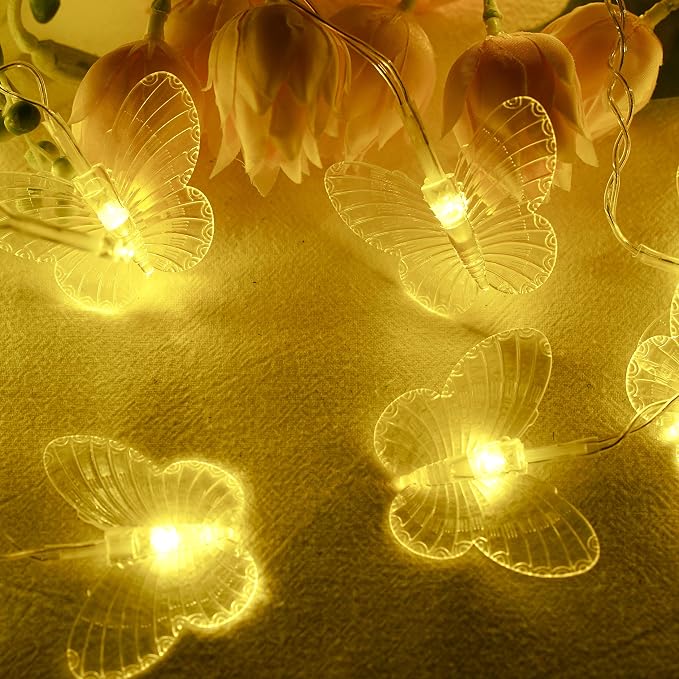 Butterfly Curtain Fairy Lights USB Plug in,8 Modes 120 LED 19.7FT Firefly Twinkle Timer String Lights with Remote, Waterproof Copper Wire for Bedroom Patio Christmas Wedding Party Dorm(Warm White)