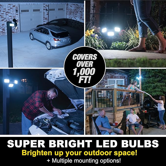 Bell+Howell Bionic Flood Light ASON TV, Solar Lights Outdoor Waterproof- 50% Brighter 108 COB-LED's w/Motion Sensor 180° Swivel, Adjustable Panels for Garden, Lawn and Patio As Seen On TV