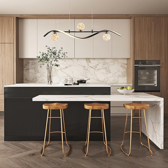 homary 40.2" Dimmable Kitchen Island Lighting, Black 4-Light Dining Room Light Fixture Over Table Linear LED Chandelier Island Lights for Kitchen