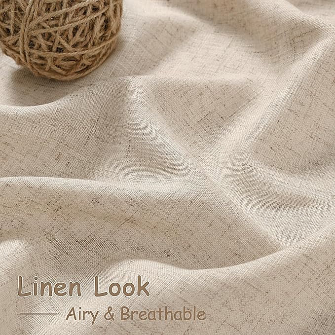 Nanspring Grey Flax Linen Curtains 72 Inches Long for Living Room Light Filtering Mordern Boho Semi Sheer Curtains Back Tab and Rod Pocket Privacy Neutral Curtain for Bedroom Office 52x72, 2 Panels