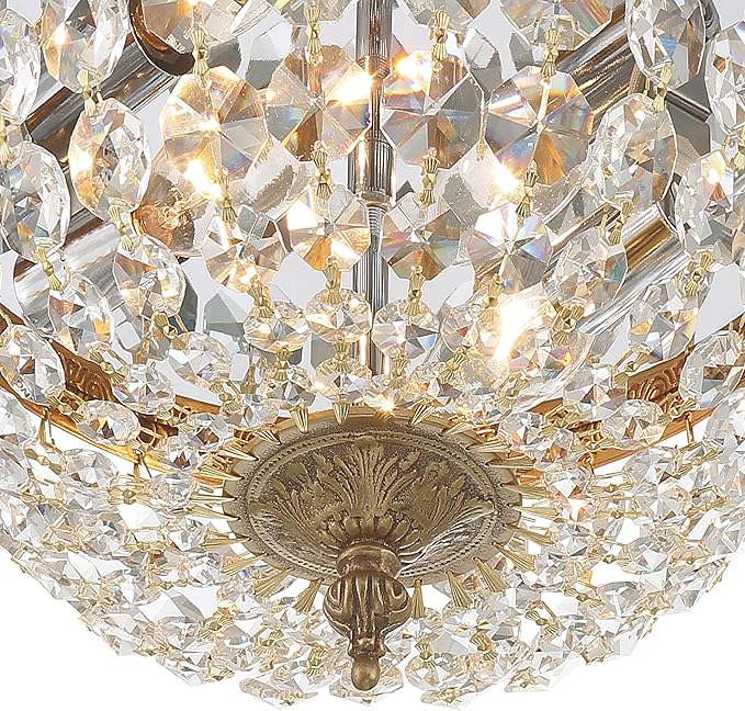 Crystorama 2 Light Spectra Crystal Olde Brass Flush Mount