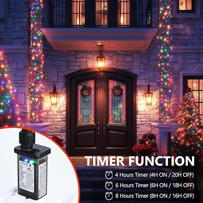 iBaycon Color Changing Christmas Lights, 66FT 200 LED RGB Christmas String Lights Outdoor, Fairy Twinkle Tree Lights with Remote Timer Plug in for Xmas Room Indoor Party Holiday Decorations