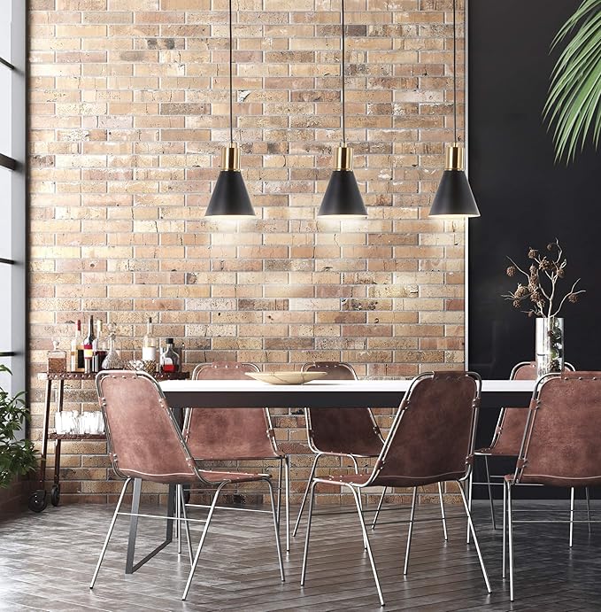 JONATHAN Y 33.5" Black/Brass Gold Apollo Mid-Century Modern Iron LED Pendant, Black Metal Shade, Adjustable Hanging Ceiling Light for Kitchen Island, Hallway, LED Bulb Included (JYL6134A)