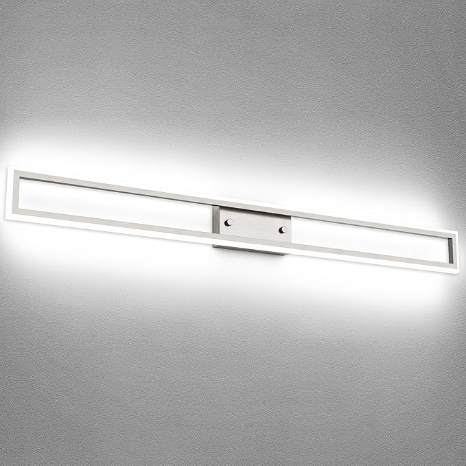 ZUZITO Bathroom Light Fixtures Over Mirror - Modern Brushed Nickel Bathroom Vanity Light 48 Inch- Dimmable Vanity Lights LED 6000K