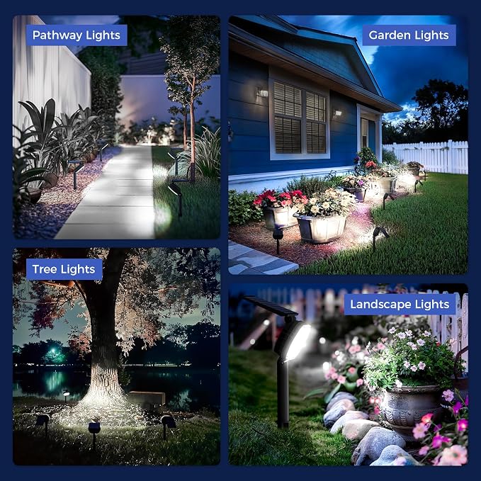Solar Spot Lights Outdoor Waterproof IP65, 3 Modes Solar Lights Outdoor 35 LED Landscape Lighting, Spot Uplights for Flag Tree Garden Yard Walkway House Backyard, 4 Pack Cold White(6000K)