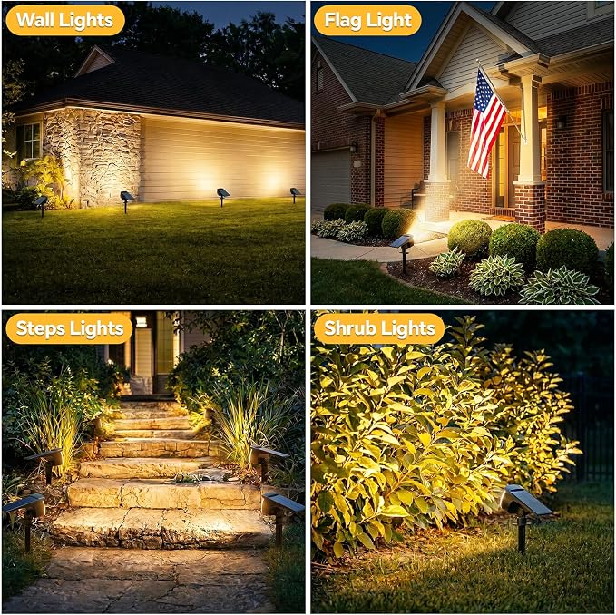 Solar Spot Lights Outdoor, 2 Pack 58 LED Solar Landscape Spotlights, Auto On/Off 3 Lighting Modes, 2-in-1 IP65 Waterproof Solar Landscape Lights for Yard Garden Pathway Tree
