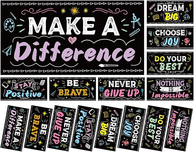 8Pcs Inspirational Fluorescent Light Covers for Classroom Ceiling Light 4x2Ft Motivational Word Magnetic Lights Cover Filter Easy Install for Back to School Office Hospital Ceiling Supply (Blackboard)