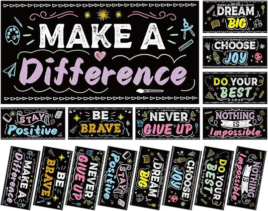 8Pcs Inspirational Fluorescent Light Covers for Classroom Ceiling Light 4x2Ft Motivational Word Magnetic Lights Cover Filter Easy Install for Back to School Office Hospital Ceiling Supply (Blackboard)