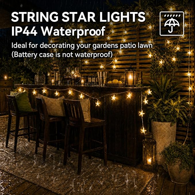 ITICdecor Star String Lights 15 FT 30 LED Fairy Christmas Light Battery Operated Indoor Outdoor Twinkle Lights Bedroom Decor for Party Wedding Xmas Tree (Warm White)