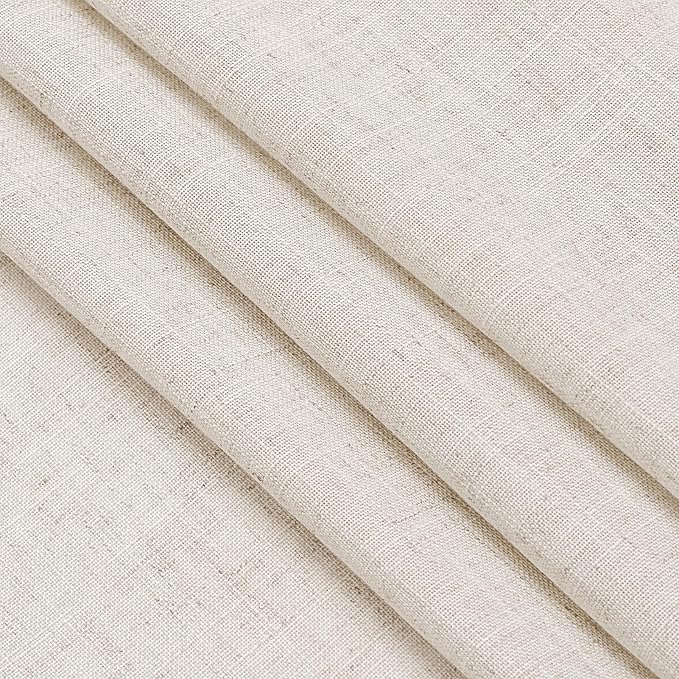 Extra Long Tan Beige Curtains 144 inch Length 2 Panels Set Back Tab Neutral Farmhouse Drapes Light Filtering Semi Sheer Linen Curtain 144 inches Long for Floor to Ceiling Window Patio Sliding Door