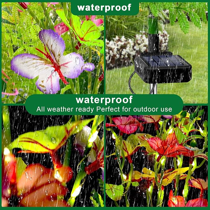 Solar Garden Lights Outdoor Waterproof,4 Packs Solar Swaying Butterfly Lights Decor,Gardening Butterfly Gifts for Mom Women,Solar Flowers Plant Lights Decorative Stakes for Yard Patio Lawn Pathway