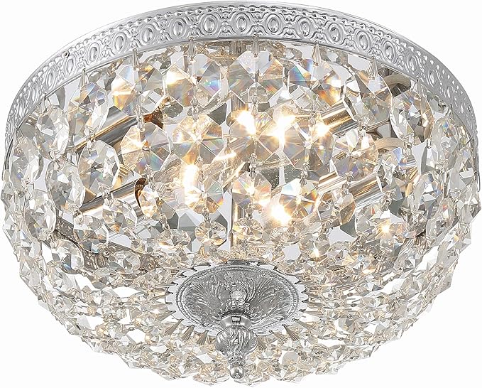 Crystorama 2 Light Clear Italian Crystal Flush Mount (Polished Chrome, 10")