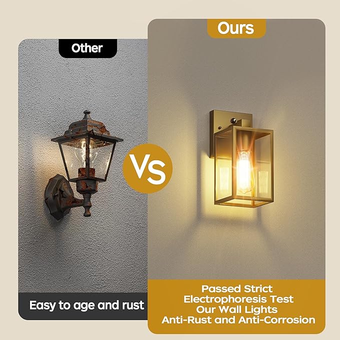 WIHTU Gold Dusk to Dawn Porch Lights, Exterior Lighting Fixtures for House, Waterproof Outdoor Wall Lights Wall Sconce Lamp, Anti Rust Coach Lights for Doorway, Garage