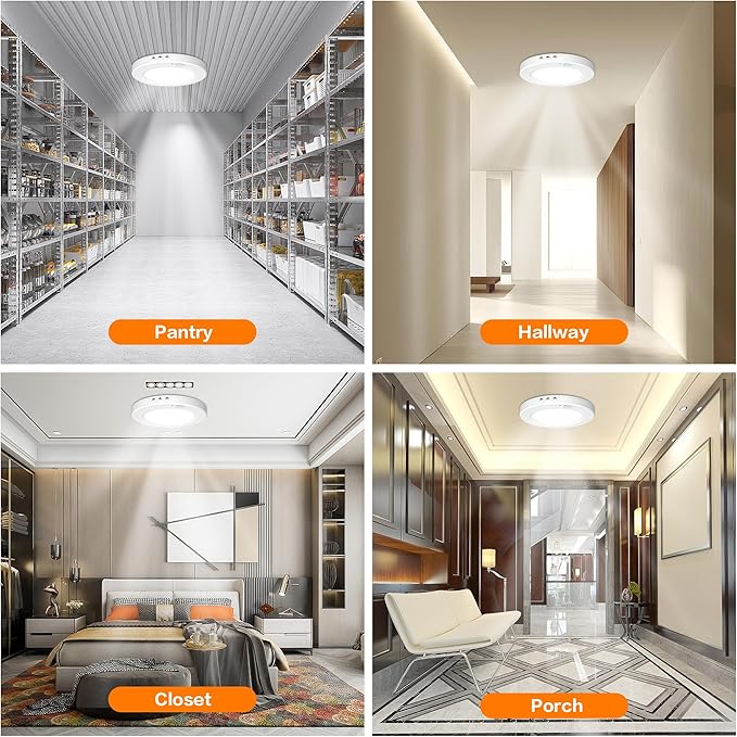 2-Pack Motion Sensor Ceiling Light Wired, 7.5 Inch 3000K 4000K 6000K Selectable LED Flush Mount Ceiling Light Fixture with Timer, 15W Motion Sensor Light Indoor for Closet Hallway Laundry Stairs