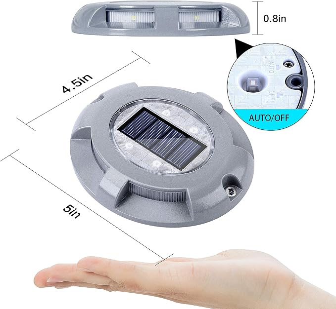 SIEDiNLAR Solar Deck Lights Dock Driveway Light LED Solar Powered Outdoor Waterproof Road Markers for Pathway Step Stair Garden Ground Sidewalk Yard 16 Pack (Warm White)