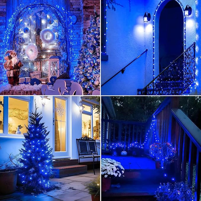 Joomer Solar Fairy Lights, 2-Pack Total 80FT 240LED Solar String Lights Outdoor Waterproof 8 Lighting Modes for Fence Party Garden Patio Yard Home Holiday Tree Outdoor Decoration (Blue)