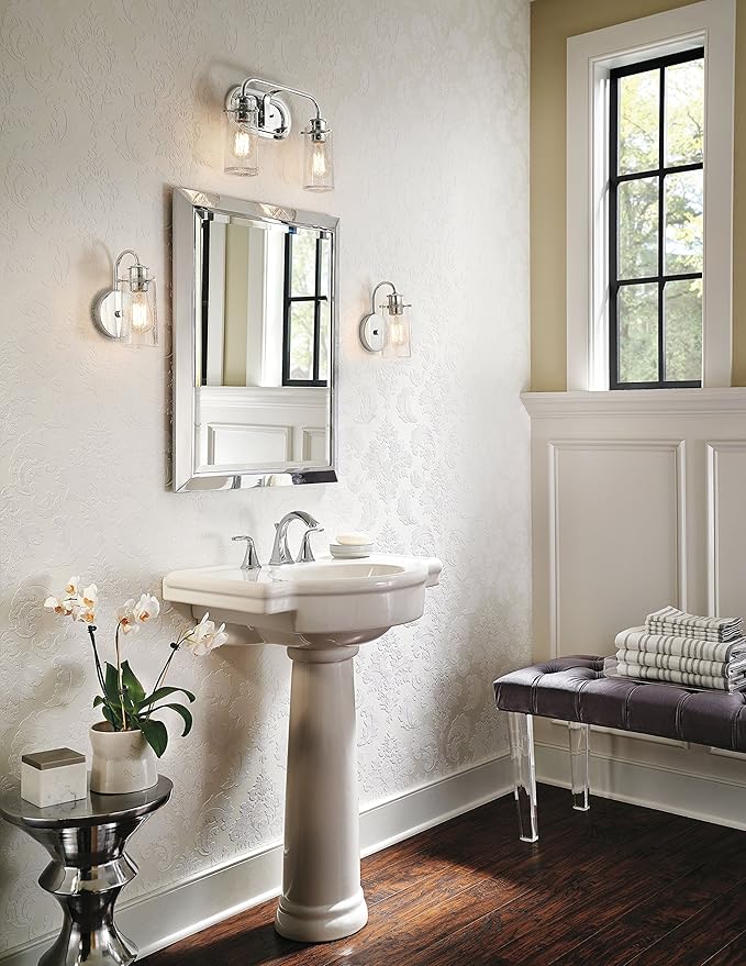 KICHLER Braelyn 14.75" 2 Light Vanity Light with Clear Seeded Glass Chrome