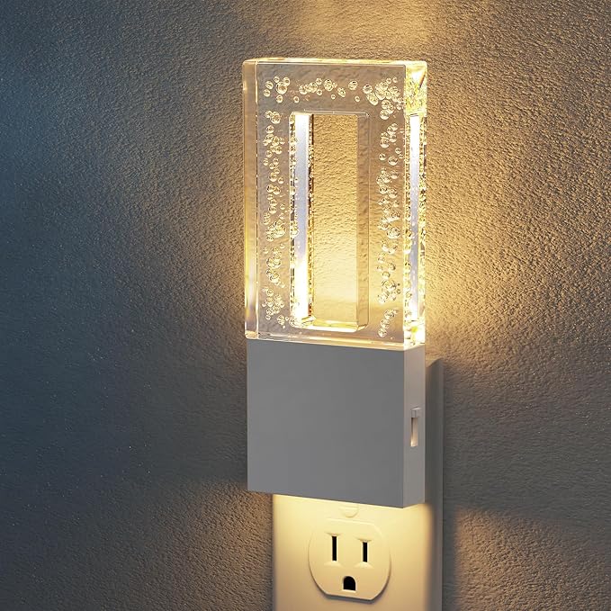 JandCase Night Lights Plug into Wall, Dusk to Dawn Sensor, 3000K Soft White LED, Acrylic Bubble Design, 0-100lm Adjustable Brightness, Foldable Nightlight for Bedroom, Bathroom, Living Room, Hallway