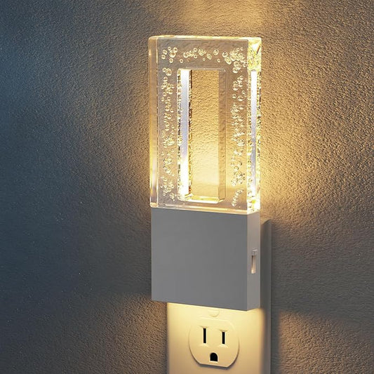 JandCase Night Lights Plug into Wall, Dusk to Dawn Sensor, 3000K Soft White LED, Acrylic Bubble Design, 0-100lm Adjustable Brightness, Foldable Nightlight for Bedroom, Bathroom, Living Room, Hallway