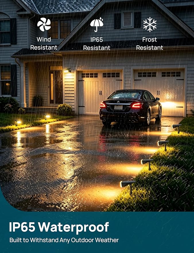 Linkind Solar Lights Outdoor Waterproof IP65, StarRay Dusk-to-Dawn Outdoor Solar Lights, 3 Lighting Modes Solar Spot Lights Outdoor for Garden, Yard, Landscape (Warm White, 6 Pack)