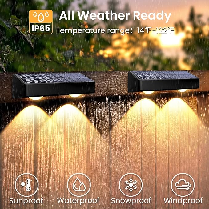 SOLPEX Solar Fence Lights Outdoor, 9 Fixed Colors ＆ Color Changing Fence Solar Lights Outdoor Waterproof IP65, LED Deck Lighting for Halloween Backyard Wall Step Patio Railing Pool Porch (8 Pack)
