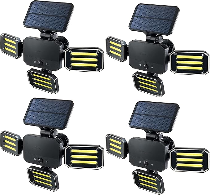 Bionic Floodlight Solar Light Outdoor Waterproof Patio Light Motion Sensor Outdoor Lights w/ Remote Control 3 Heads Wall Lights - Wireless, 50% Brighter-108 COB LED For Lawn, Garden, As Seen On TV