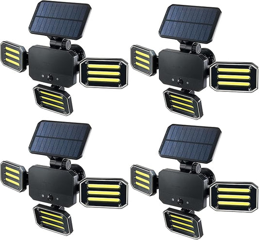 Bionic Floodlight Solar Light Outdoor Waterproof Patio Light Motion Sensor Outdoor Lights w/ Remote Control 3 Heads Wall Lights - Wireless, 50% Brighter-108 COB LED For Lawn, Garden, As Seen On TV