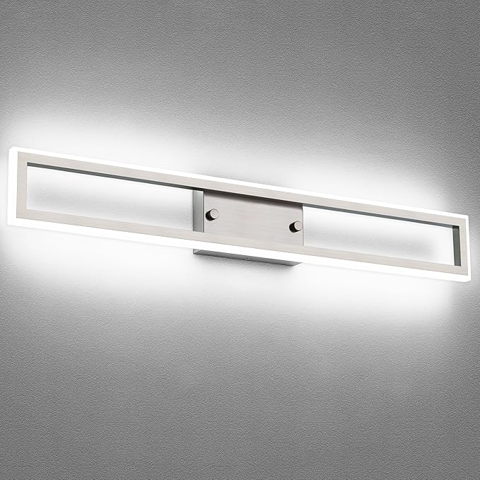 ZUZITO LED Vanity Light - Brushed Nickel Bathroom Light Fixture Dimmable - 32 Inch Modern Bathroom Lights Over Mirror 6000K