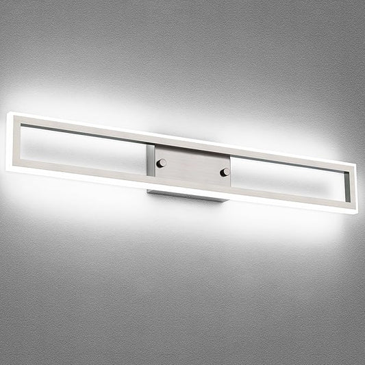 ZUZITO LED Vanity Light - Brushed Nickel Bathroom Light Fixture Dimmable - 32 Inch Modern Bathroom Lights Over Mirror 6000K