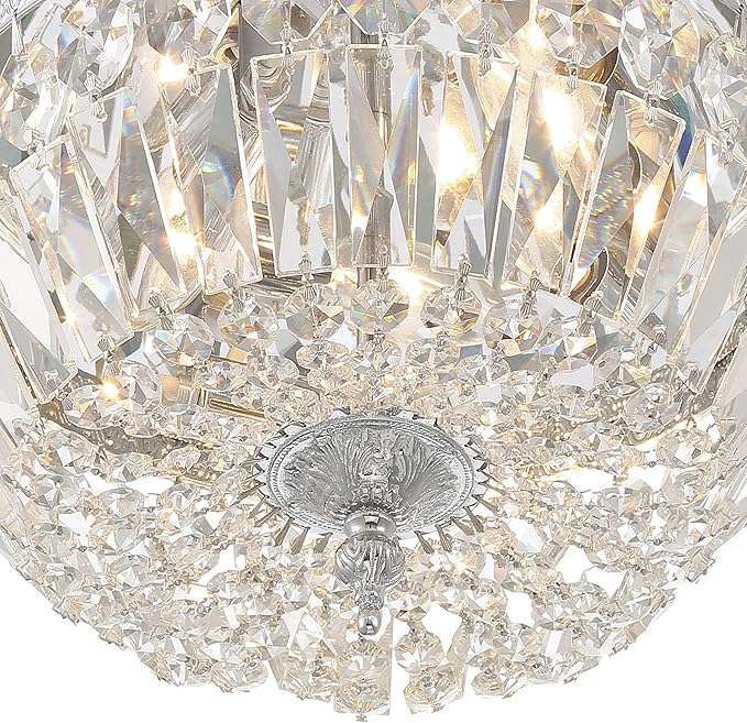 Crystorama 3 Light Clear Italian Crystal Flush Mount (Polished Chrome)