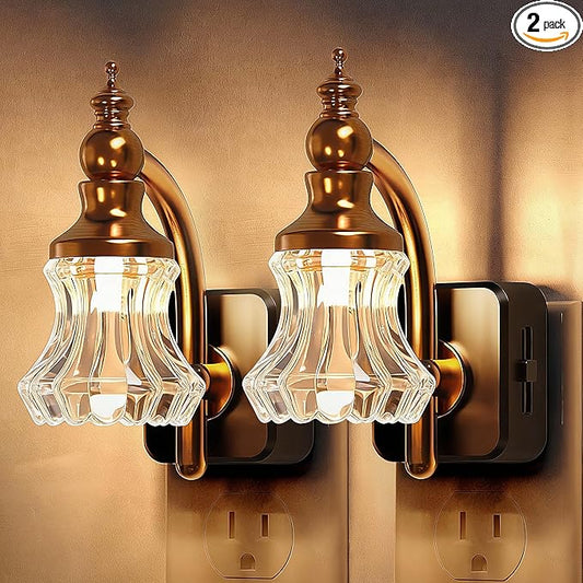L LOHAS LED Night Lights Plug into Wall, 3000K Soft White LED, Floral Night Lights with Dusk to Dawn Sensor, 0-100lm Adjustable Brightness, for Hallway Bedroom Stairway