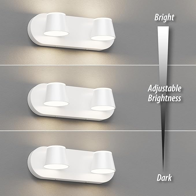URSOLA 2 Light Bathroom Vanity Light LED White Wall Light Fixtures Up and Down Rotatable Dimmable 13 inch Bathroom Lighting