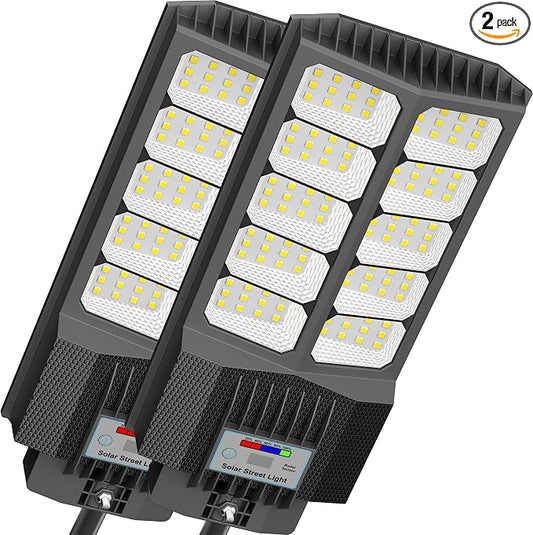 Solar Street Lights Outdoor Waterproof - LED Solar Flood Lights Outdoor Dusk to Dawn with Mention Sensor, Outdoor Solar Powered Floodlight for Parking Lot/Garden/Yard/Pathway Lighting