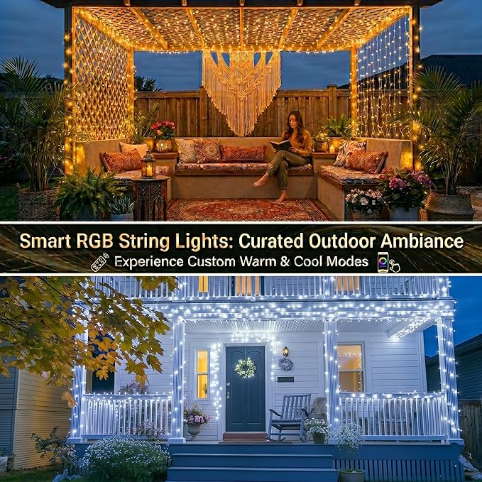 JMEXSUSS 200 LED RGB String Light 66ft Outdoor Indoor, Color Change Christmas Lights Clear Wire Plug in for Bedroom Tree Room Party Birthday Decorations