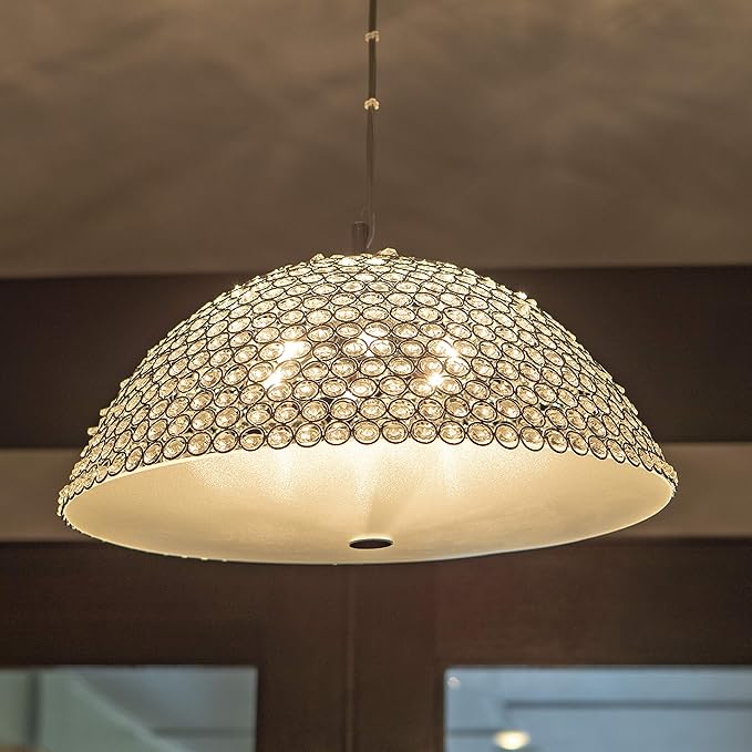 Decor Therapy CH1936 Lyla Dome Pendant Light, Chrome and Clear