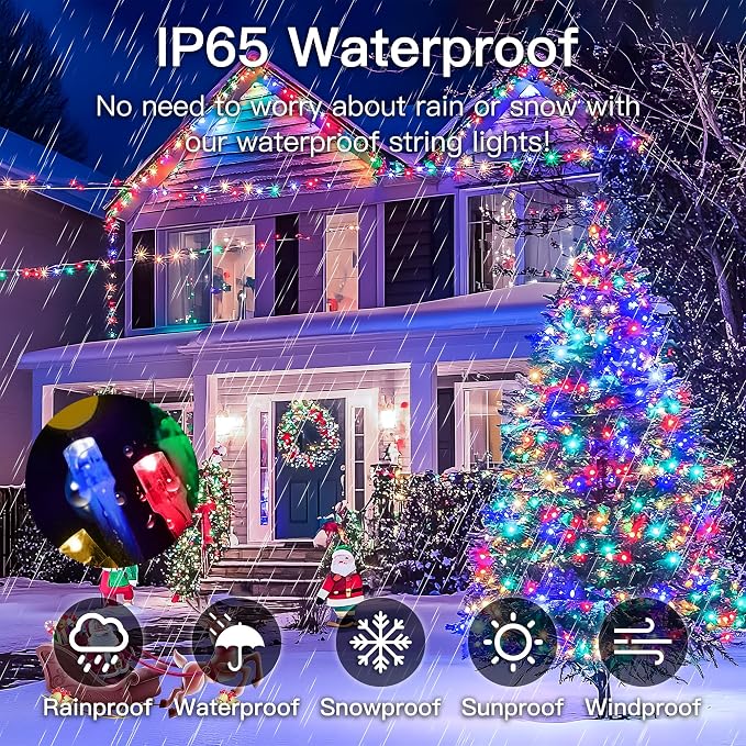 String Lights Indoor Bedroom, 33FT 100 LED Fairy String Lights Outdoor Waterproof, 8 Modes Memory Twinkle Christmas Light Plug in for Classroom Dorm Patio Tree Garden Decor (Multicolor)