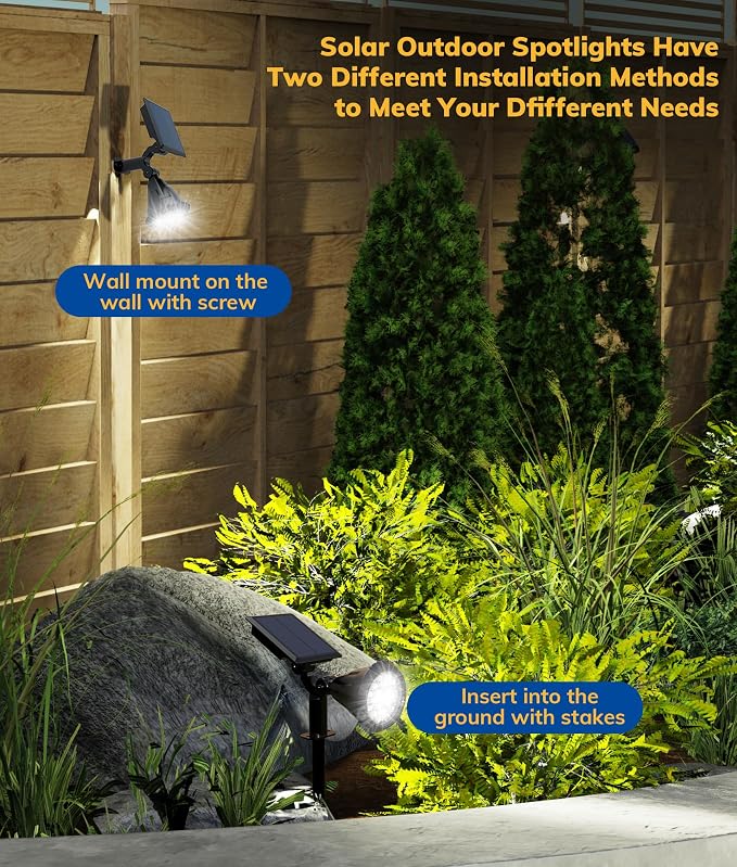 NBKLS Solar Spot Lights for Outside, 21 LED Outdoor Solar Lights for Yard, 4 Pack Solar Spotlights Waterproof Auto On/Off for Landscape, Wall, Garden, Pool, Tree, Pathway and Driveway(White)