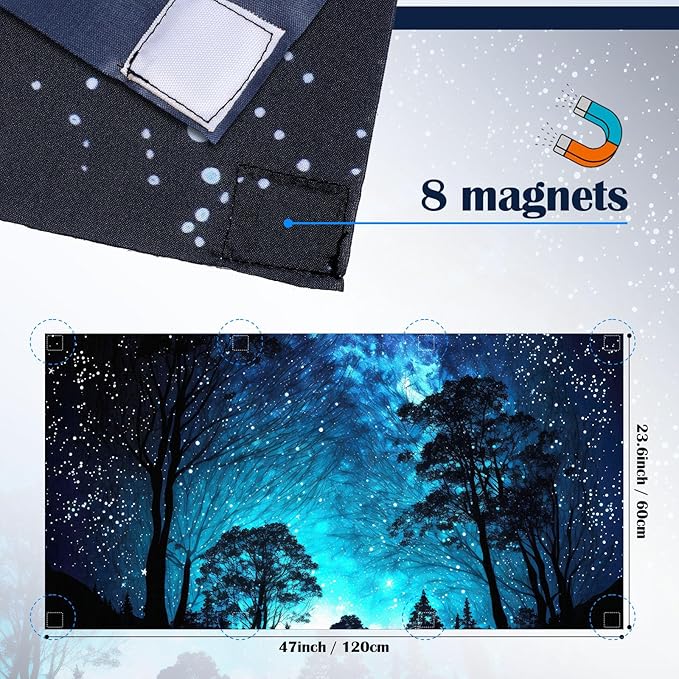 6 Pcs Fluorescent Light Covers for Ceiling Lights with 48 Magnets Decorative Magnetic Light Filters for Classroom Office Kitchen Decoration(Night)