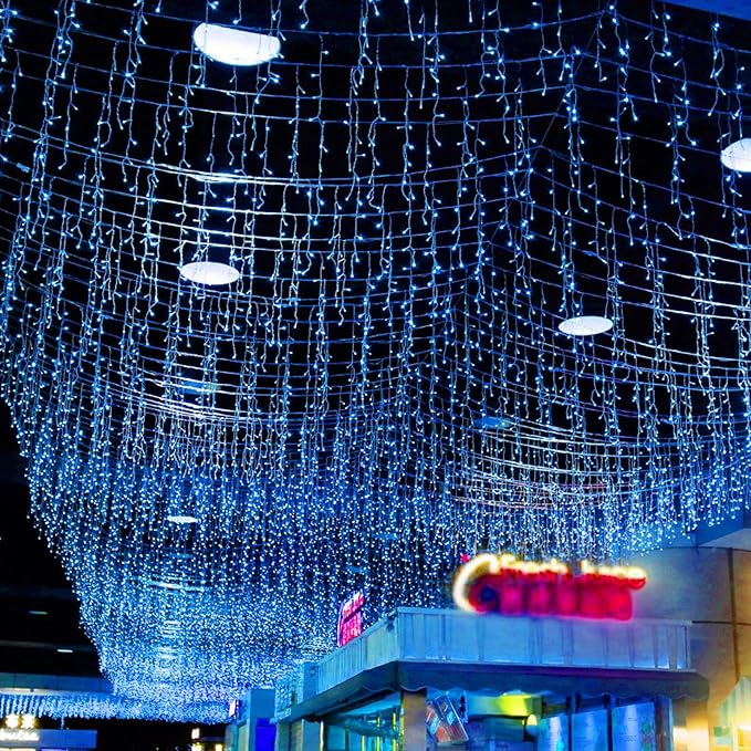 GTSYDING LED Icicle Lights, 16.4FT 216 LEDs 8 Modes Window Curtain Extendable Fairy Christmas Ceiling Dangling Hanging Twinkle Memory Lights for Decorations Outdoor Indoor Cool White, 5M