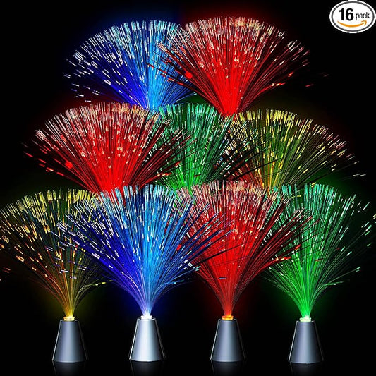 Patelai Fiber Optic Lamp Lighting Bulk 13.5" Color Changing Crystal Base with 7 Colors Table Centerpiece Atmosphere Decor for Glow in The Dark Favors Supplies Valentines Day Wedding Decorations
