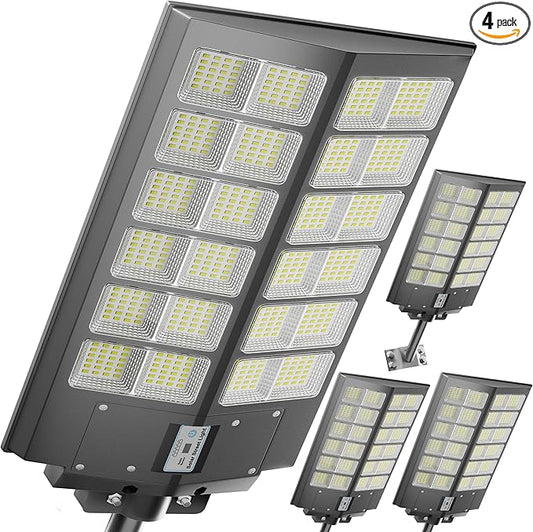 Ultra Bright Solar Street Light –9000W Solar Street Lights Outdoor with 300,000LM, IP66 Waterproof Dusk to Dawn with Remote Commercial & Industrial Floodlight for Parking Lots, Warehouses, Yard