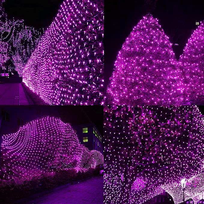 DAZZLE BRIGHT Halloween 360 LED Net Lights, 12FT x 5 FT Connectable String Lights with 8 Lighting Modes, Halloween Decorations for Party Carnival Supplies, Indoor Outdoor Yard Garden Decor (Purple)